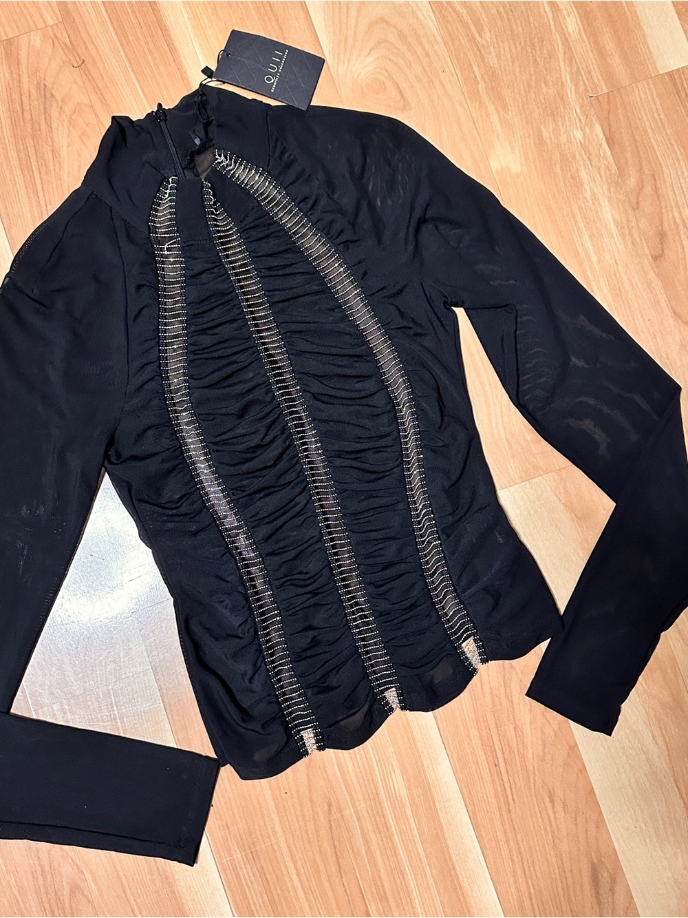 Black Women's Beaded Trim Blouse